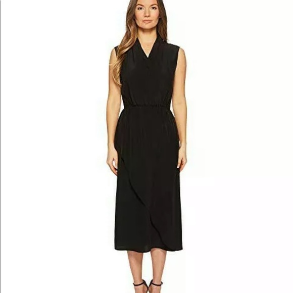 Vince Draped Sleeveless Cross-Front Midi Dress - Picture 8 of 8